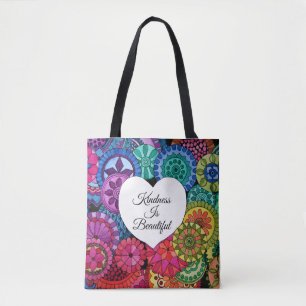 Aquarellenbogen Mandala mit Herz Tasche