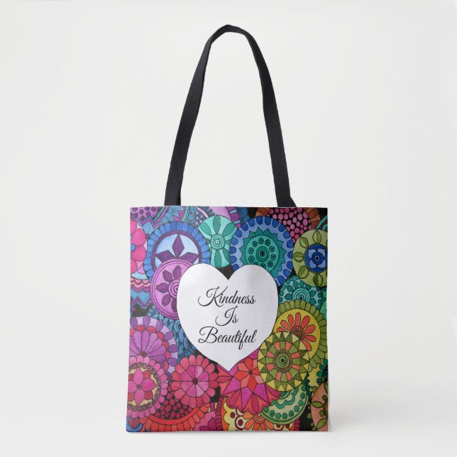 Aquarellenbogen Mandala mit Herz Tasche (Vorderseite)
