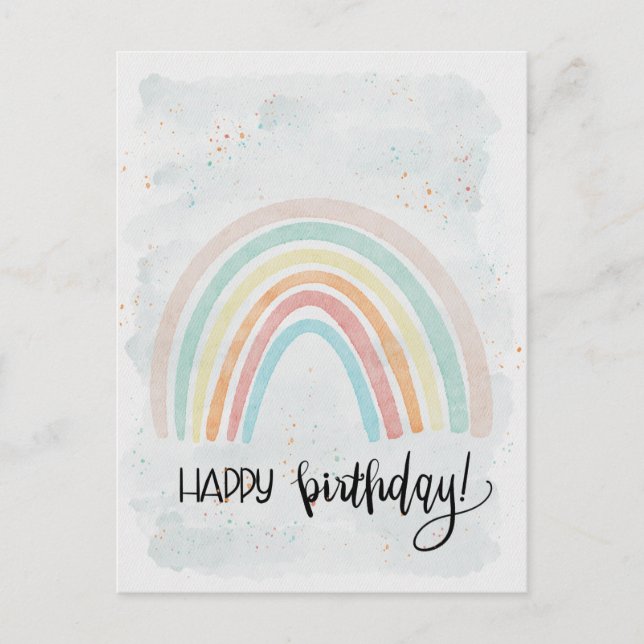 Aquarellenbogen Modern Happy Geburtstag Postkarte (Vorderseite)