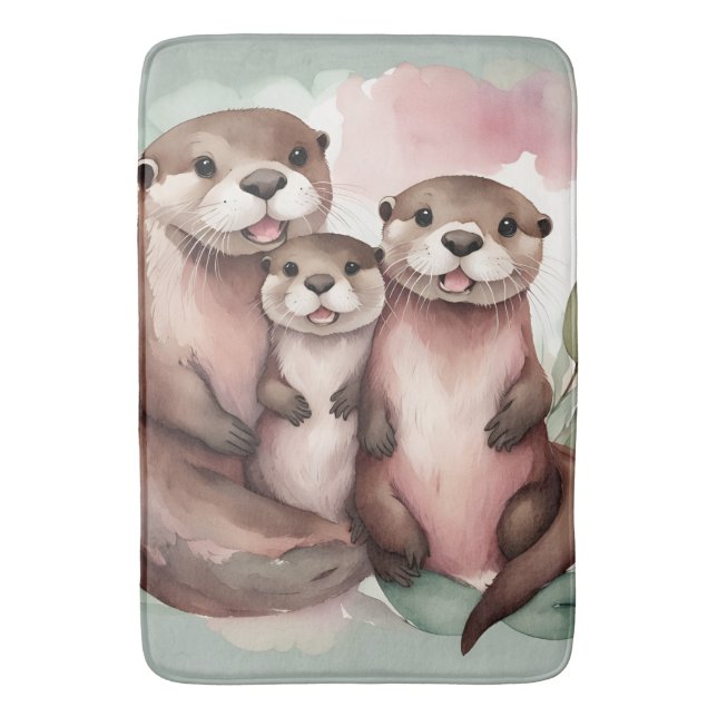 Aquarellenfamilie Badematte (Vorderseite Vertikal)