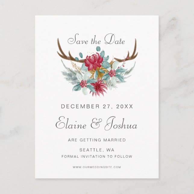 Aquarellenflechter Save the Date Ankündigungspostkarte (Vorderseite)
