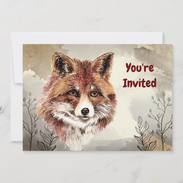 Aquarellenfüchse Tiere zum Geburtstag Einladung (Vorderseite)