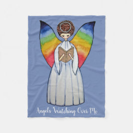 Aquarellengel mit Regenbogen-Flügeln Lesen eines B Fleecedecke