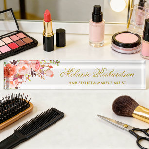 Aquarellenkoralle Gold Namensplakette