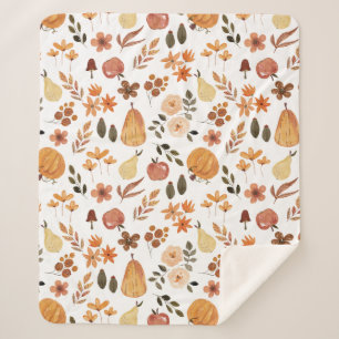 Aquarellenkürbis und Blätter Sherpadecke