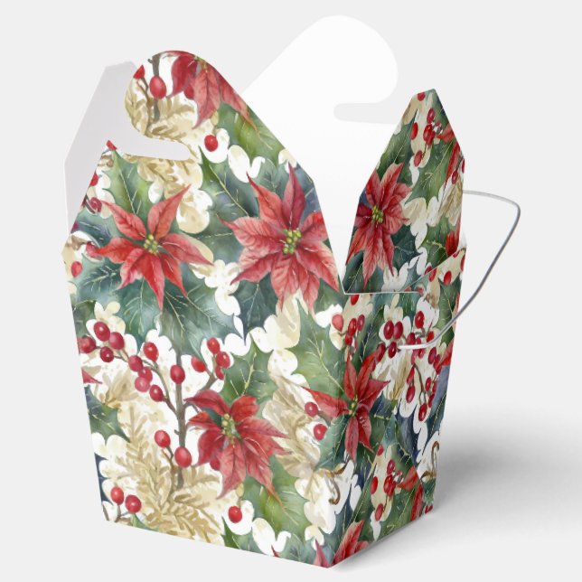 Aquarellenpoinsettie und heilige Weihnachten Geschenkschachtel (Geöffnet)
