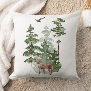 Aquarellenreder im Winterwald Weihnachten Kissen