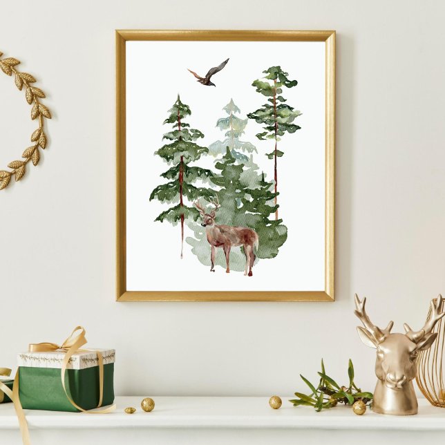 Aquarellenreder im Winterwald Weihnachten Poster (Von Creator hochgeladen)