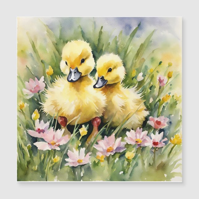 Aquarellente in Wildblume Wiese Magnetkarte (Vorderseite)