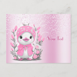 Aquarellente Rosa Blume Postkarte