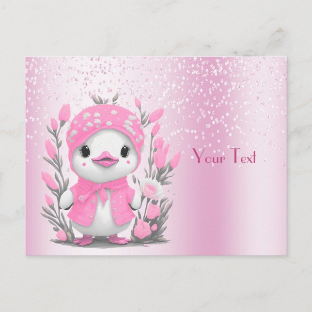 Aquarellente Rosa Blume Postkarte (Vorderseite)