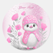 Aquarellente Rosa Blumenaufkleber