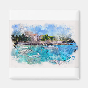 Aquarellentwurf durch Le Caviar Hvar Kroatien Magnet