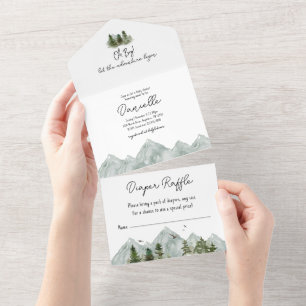 Aquareller Adventure Forest Baby Dusche All In One Einladung