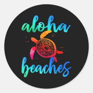 Aquareller Aloha Strände Schildkröten Shirt Hawaii Runder Aufkleber