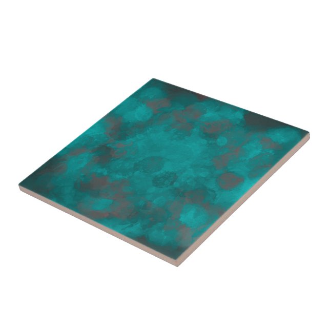 Aquareller Aquamarines grünes Aqua Abstrakt Fliese (Seite)