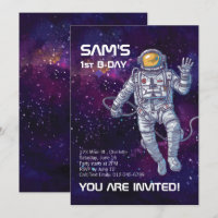 Aquareller Astronaut im Weltraum mit Sternen & Gal