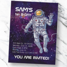 Aquareller Astronaut im Weltraum mit Sternen & Gal