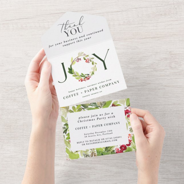 Aquareller Berries begeistern Unternehmen All In One Einladung (Abreißen)