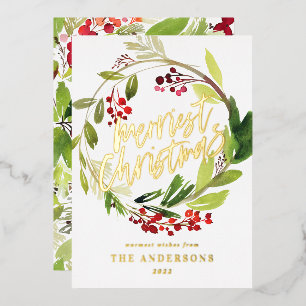 Aquareller Berries und Grüner Weinkeller Folien Feiertagskarte