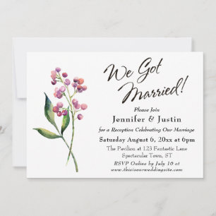 Aquareller, Buds Wir Got Verheiratete Typografie Einladung