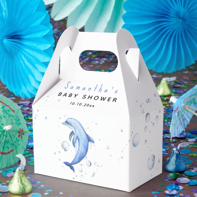 Aquareller-Delphin-Babydusche Geschenkschachtel (Party)