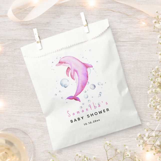 Aquareller-Delphin-Babydusche Geschenktütchen (Ausgeschnitten)