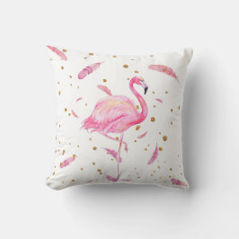 Aquareller Flamingo mit schwimmenden Federn Pillow Kissen