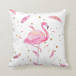 Aquareller Flamingo mit schwimmenden Federn Pillow Kissen