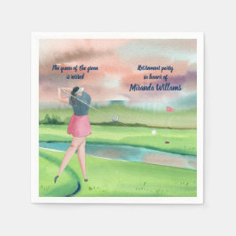 Aquareller Golf Woman auf dem Grünen Serviette