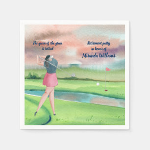 Aquareller Golf Woman auf dem Grünen Serviette
