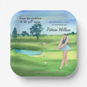 Aquareller Golfplatz Golf Frauen auf Golfplatz Pappteller