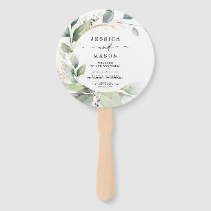 Aquareller Grün mit goldener Circle Wedding Fächer