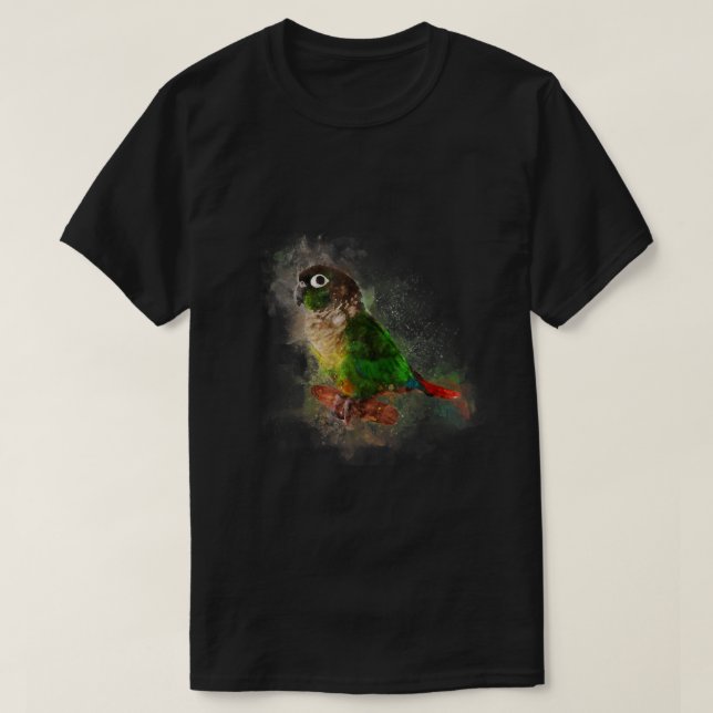 Aquareller Grüner Kornpapagei T-Shirt (Design vorne)