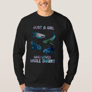 Aquareller Hai nur ein Mädchen, das Lieben Walfang T-Shirt
