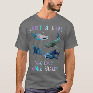 Aquareller Hai nur ein Mädchen, das Lieben Walfang T-Shirt