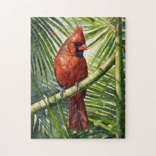 Aquareller Kardinal in einer Palme