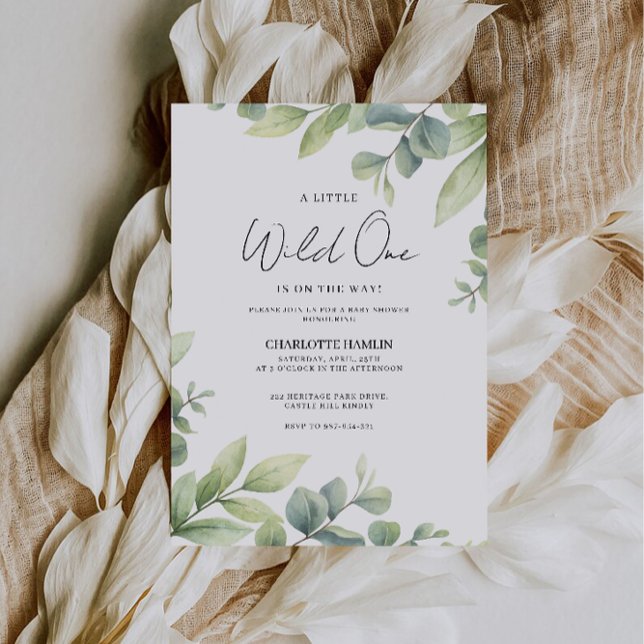 Aquareller Kinderdusche Einladung (Watercolor Greenery Baby Shower Invitation)