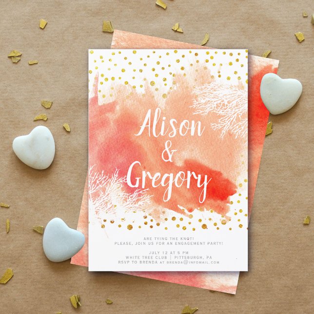 Aquareller Korallenriff Confetti-Verlobung Einladung (Von Creator hochgeladen)