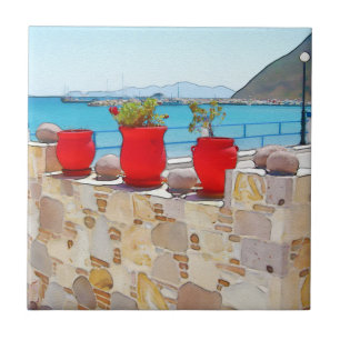 Aquareller Meerblick Fliese