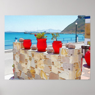 Aquareller Meerblick Poster