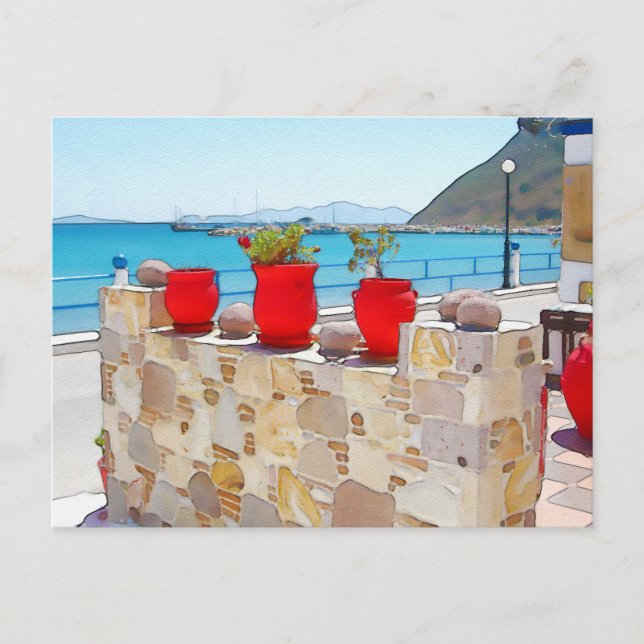 Aquareller Meerblick Postkarte (Vorderseite)