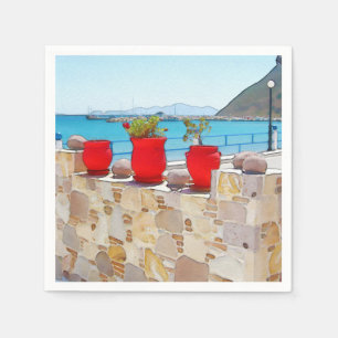Aquareller Meerblick Serviette