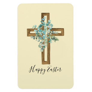 Aquareller Oster Rustikales Kreuz und Eukalyptus Magnet