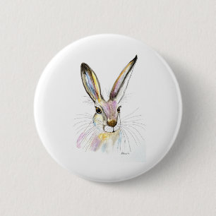 Aquareller Osterhaar Kaninchen Tiere Rustikal Nied Button