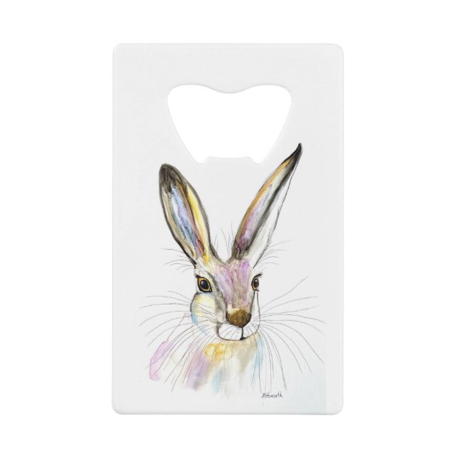 Aquareller Osterhaar Kaninchen Tiere Rustikal Nied Geldbeutel Flaschenöffner (Vorderseite)