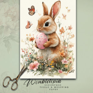 Aquareller Osterhase mit lackiertem Ei & Blume Seidenpapier