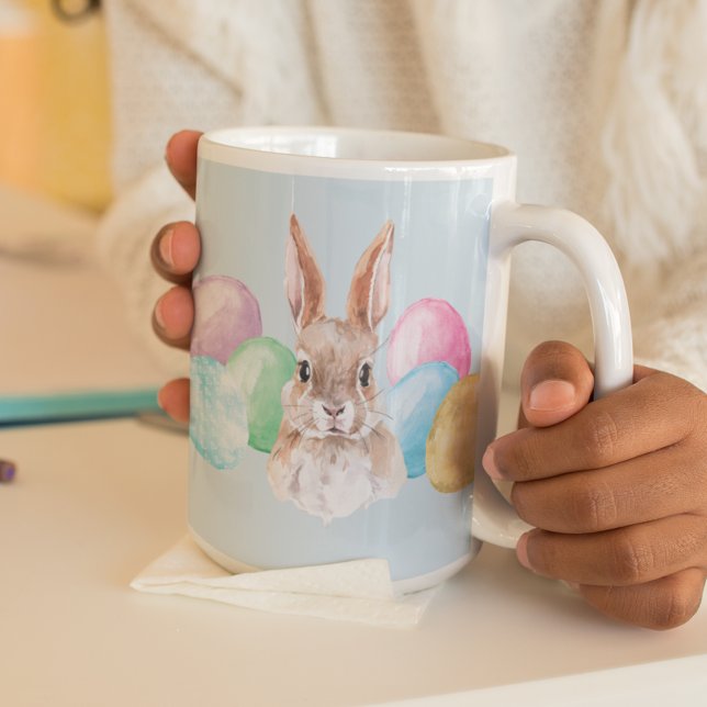 Aquareller Ostern Kaninchen mit Eiern Kaffeetasse (Von Creator hochgeladen)