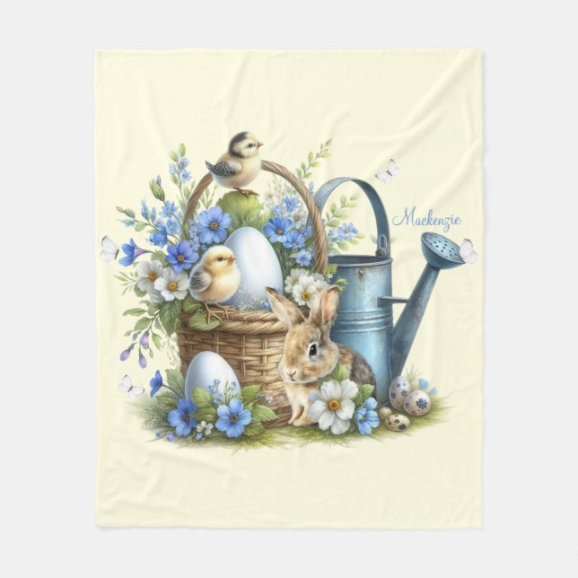 Aquareller Ostern Personalisiert Fleecedecke (Vorderseite)