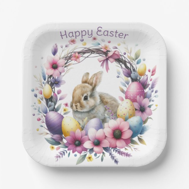 Aquareller Ostern Personalisiert Pappteller (Vorderseite)